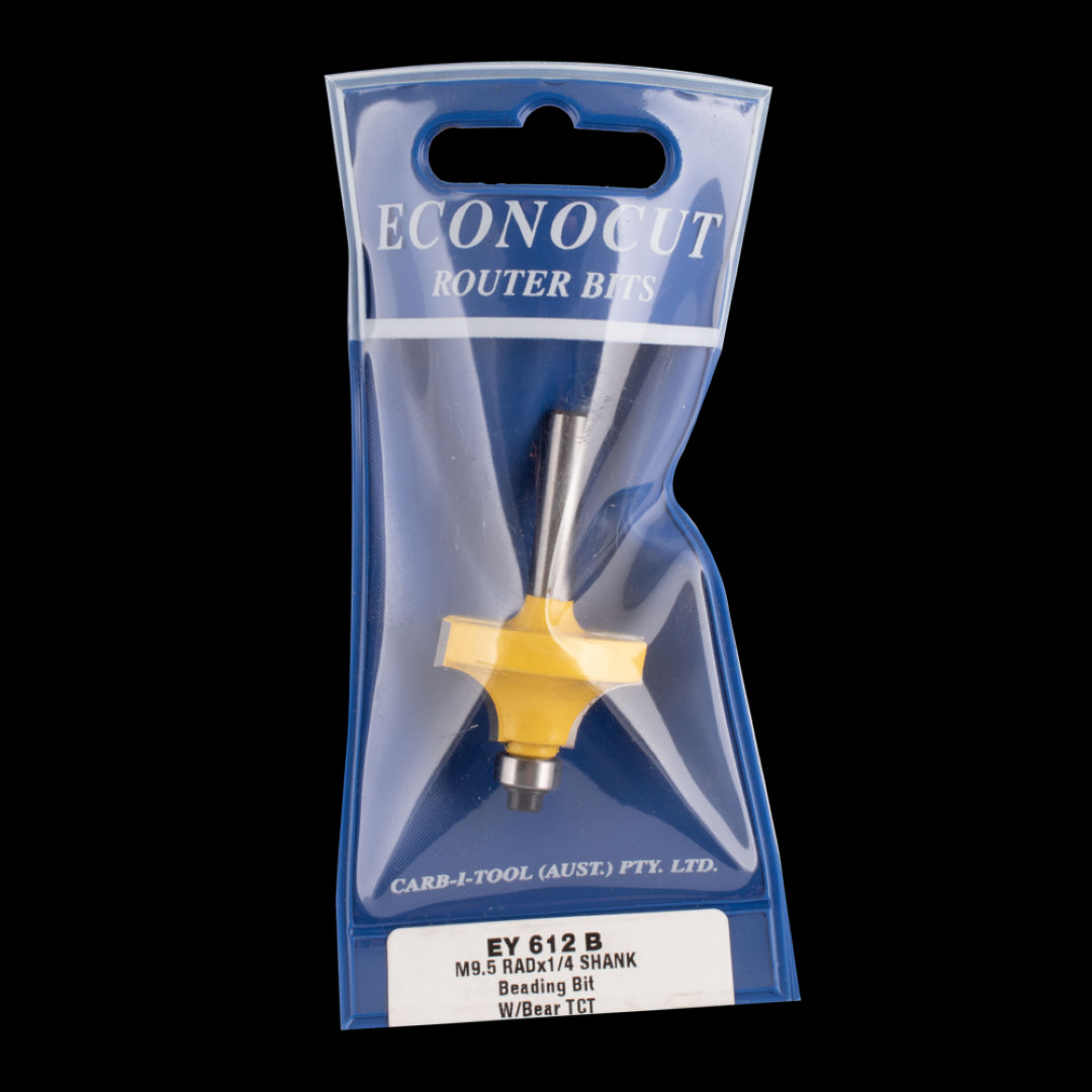 ECONOCUT Beading Bit with ball bearing guide, carbide-tipped, 2-flute design for precise edging and grooving in woodworking.
