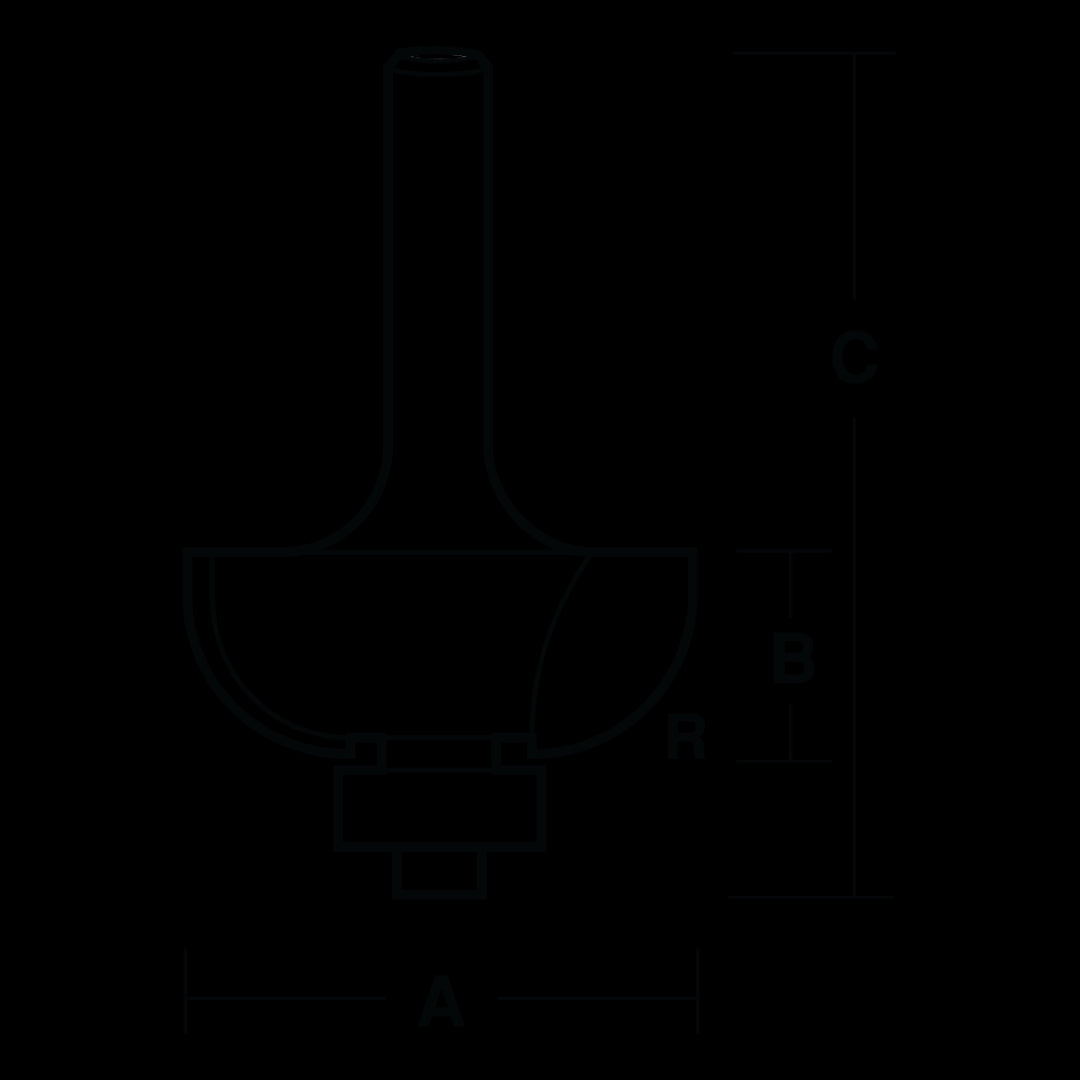 Carbide-tipped ECONOCUT Cove Bit with ball bearing guide, designed for precise decorative edges and smooth concave cuts.