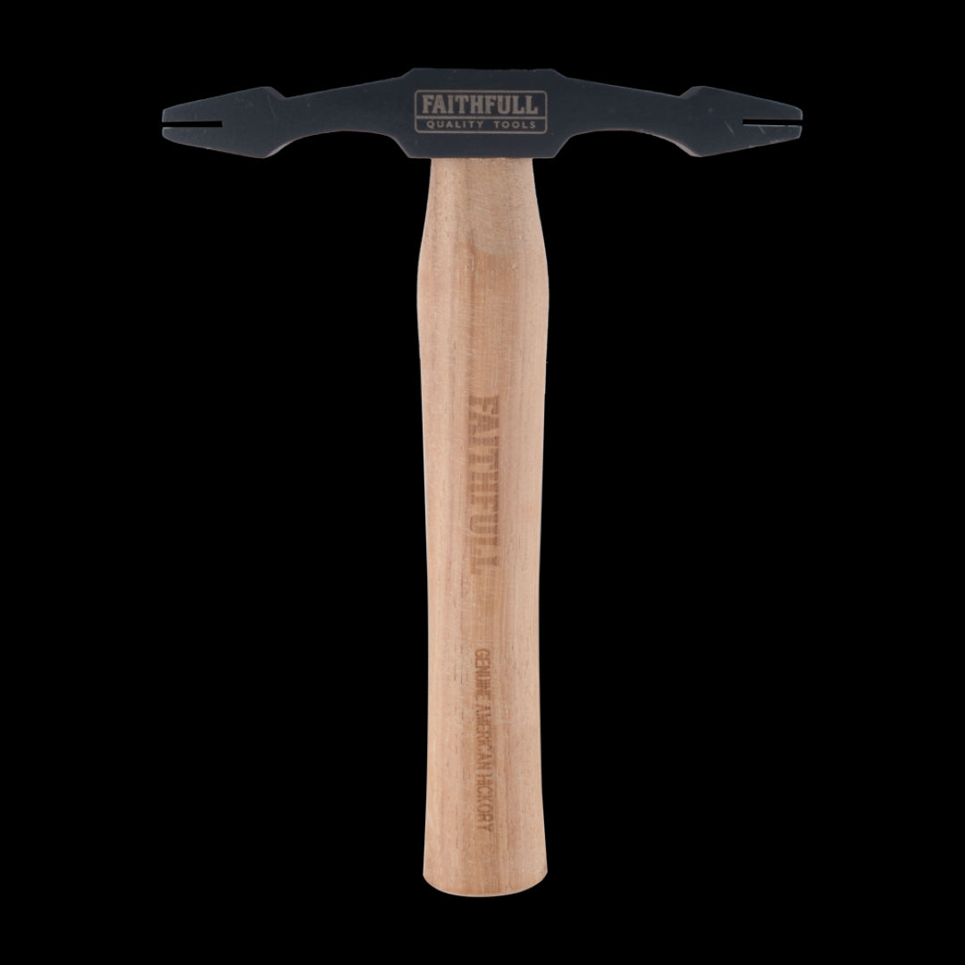 Faithfull Hickory Double Scutch Hammer with versatile double comb design for precise brick dressing and cleaning tasks.