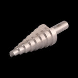 High Speed Steel (HSS) step drill bit for precise hole cutting from 6mm to 20mm in materials up to 4mm thick.