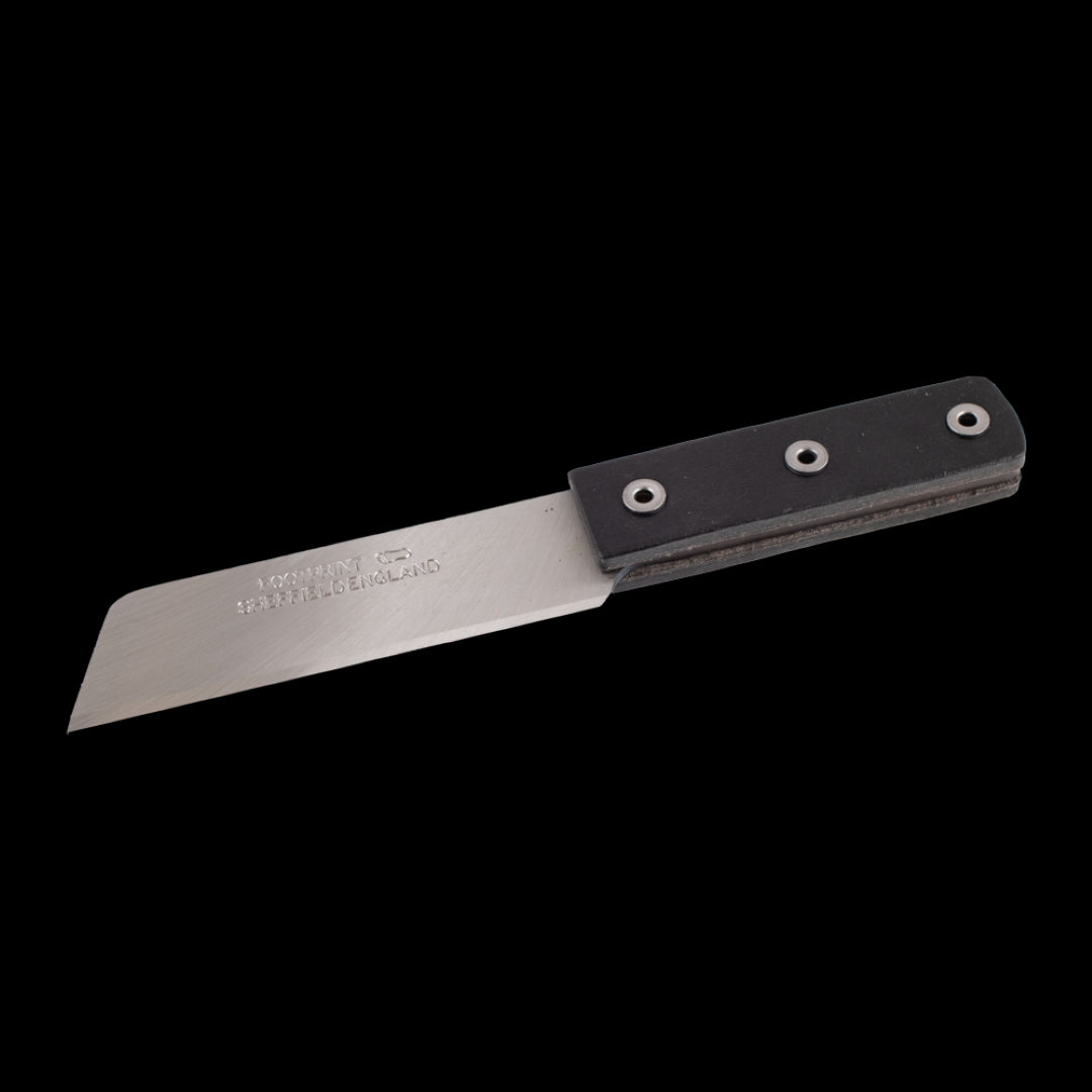 Heavy-duty Footprint Hacking Knife with a high Carbon Alloy Steel blade, versatile for various tasks and strikable spine for hammer use.