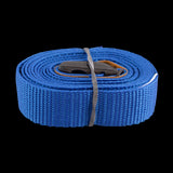 Durable 2m blue lashing strap with 400kg capacity, UV-resistant, user-friendly steel buckles, ideal for securing cargo and gear.