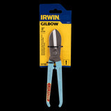 GILBOW 200mm Straight Tin Snips with non-slip joint, hollow ground blades, and safety stop for precise and safe cutting.