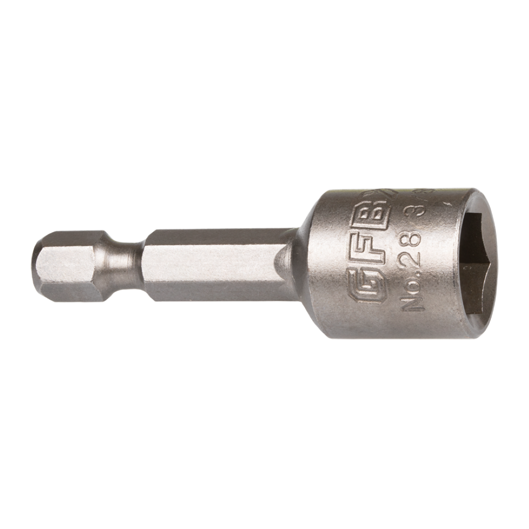 GFB 3/8" Magnetic Nutsetter - 42mm with strong magnetic tip and hex shank, ideal for precise nut fastening in tight spaces.