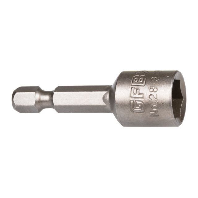 GFB 3/8" Magnetic Nutsetter - 42mm with strong magnetic tip and hex shank, ideal for precise nut fastening in tight spaces.
