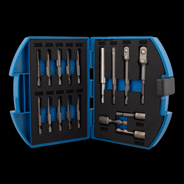 GFB Assorted Screwdriver Bit Set - 17pc in a durable case, featuring precision-engineered 50mm bits for versatile tool compatibility.