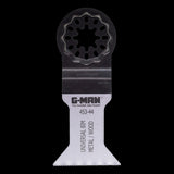 G-MAN Oscillating Saw Blade for wood, plastic, and metals; features a wide bi-metal design for fast, clean cuts and durability.