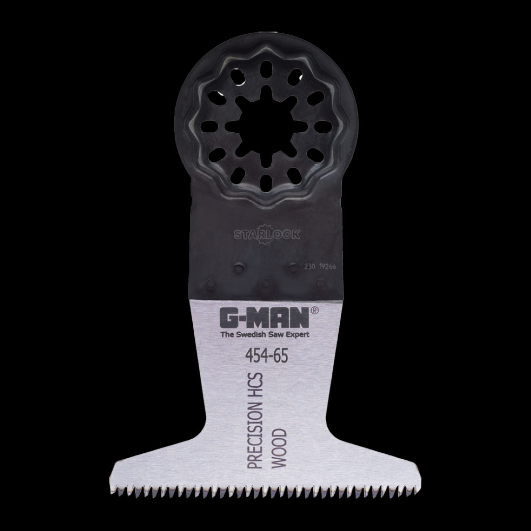 G-MAN Oscillating Saw Blade: precision cutting tool made of high carbon steel, designed for wood, plastic, and plaster projects.
