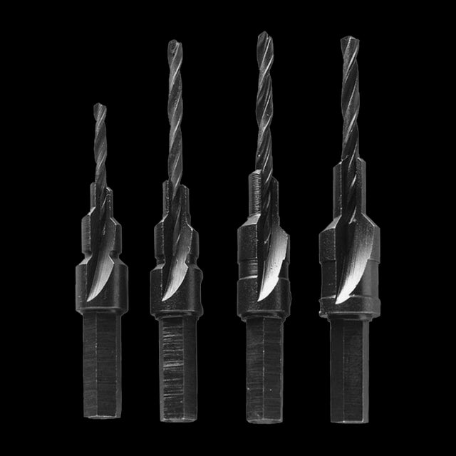 High-quality General Screw Pilot Drill Set featuring 4 adjustable high-speed bits for precise countersink and counter-bore holes.