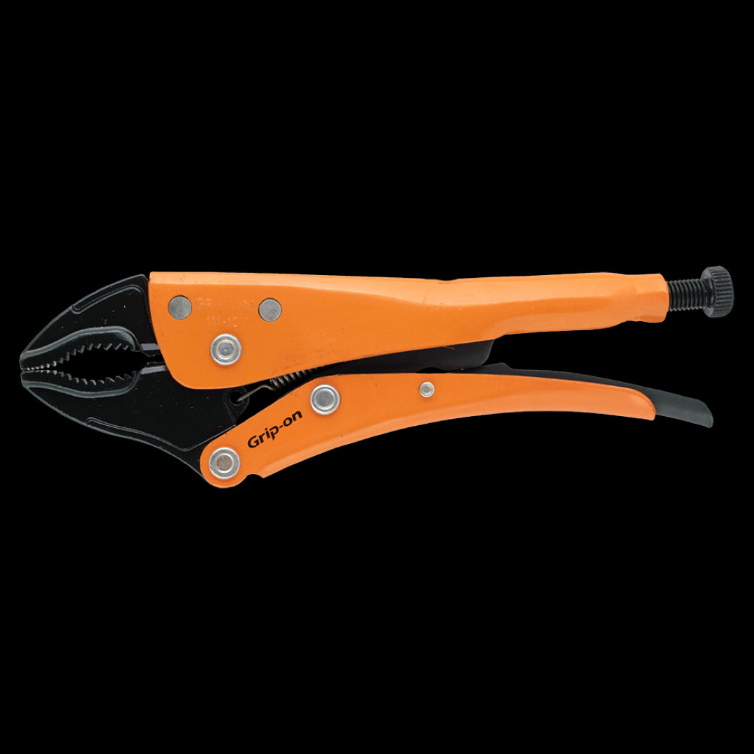 Curved jaw locking pliers with adjustable grip, ergonomic design, and rust-resistant finish for versatile DIY and professional use.