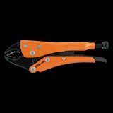 GRIP-ON 145mm curved jaw locking pliers with built-in wire cutter, ergonomic design, and corrosion-resistant finish.