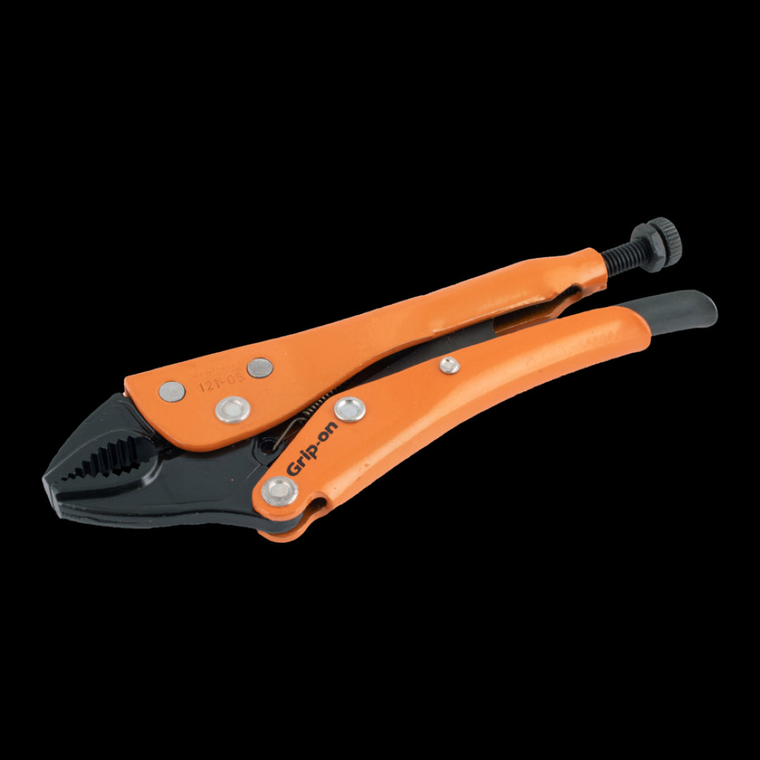 GRIP-ON 145mm curved jaw locking plier with wire cutter, designed for versatile gripping and cutting in DIY and repair tasks.