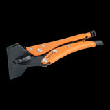 GRIP-ON 200mm Sheet Metal Clamp with curved jaws, adjustable opening, and ergonomic design for bending and crimping sheet metal.