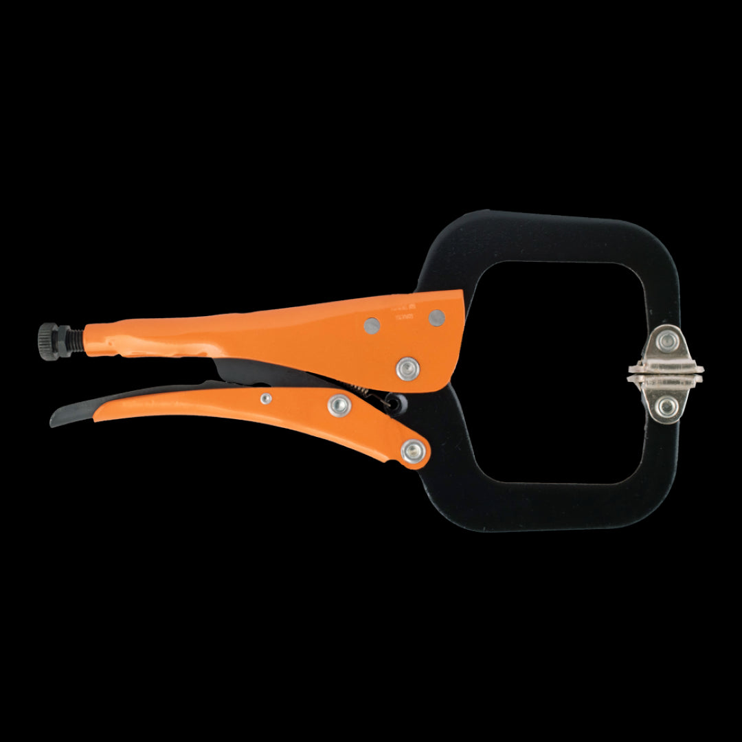 GRIP-ON 300mm C-Clamp with Swivel Pads, featuring ergonomic design, one-handed operation, and durable, corrosion-resistant construction.