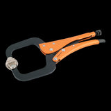 GRIP-ON 300mm C-Clamp with Swivel Pads, featuring ergonomic design, knurled pads, one-handed operation, and durable forged steel.