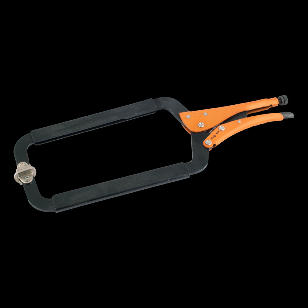 GRIP-ON 470mm C-Clamp with knurled swivel pads, ergonomic design, and strong forged steel for versatile, no-damage clamping.