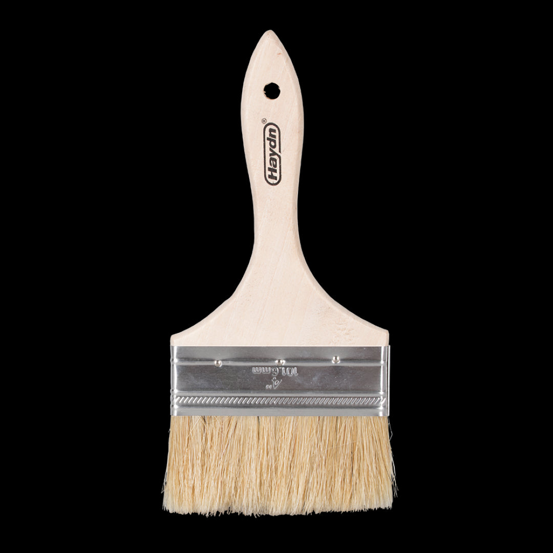 HAYDN 100mm Chip Brush with flat bristles and ergonomic handle for precise solvent applications in industrial and DIY projects.