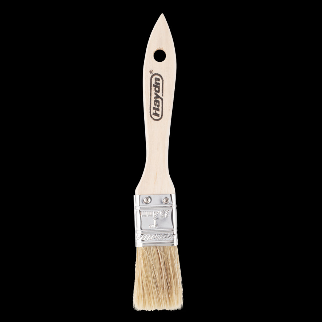 HAYDN 25mm Chip Brush with blended bristles and wooden handle, perfect for precise adhesive application in various projects.