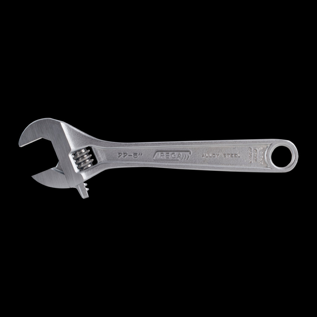 IREGA Adjustable Wrench, 150mm long, chrome alloy steel, ergonomically designed for comfort and precision adjustments in any toolkit.