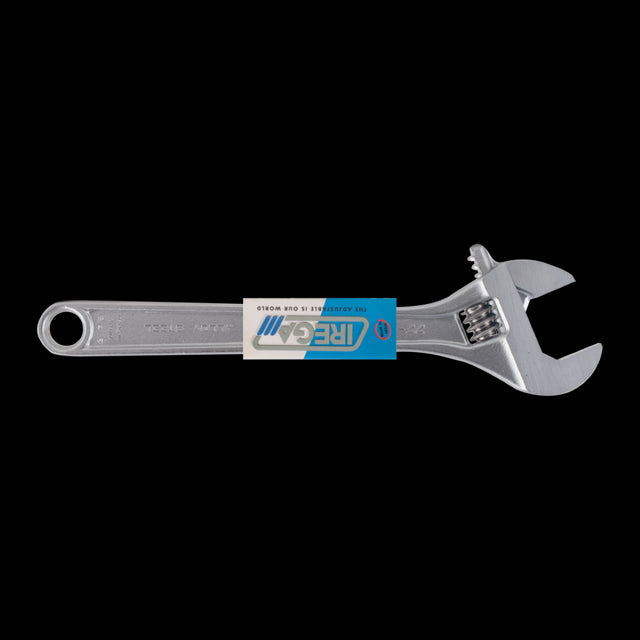 IREGA Adjustable Wrench (250mm x 29mm CAP) with chrome alloy steel, ergonomic handle, and rust resistance for precision tasks.