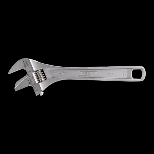 IREGA Reversible Jaw Adjustable Wrench, 200mm, Chrome Vanadium Steel, dual scale, ergonomic design for larger nuts and pipes.