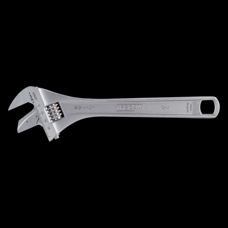 IREGA Reversible Jaw Adjustable Wrench featuring dual scale, Chrome Vanadium Steel, and ergonomic design for versatile use.