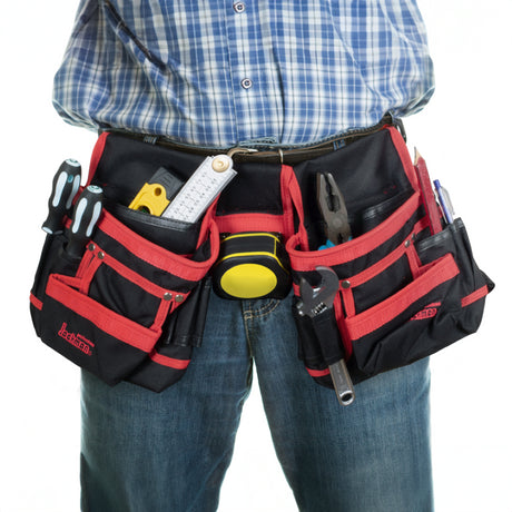 JACKMAN Tool Pouch and Belt with durable pockets, hammer loops, and a secure adjustable belt for organized tool access.