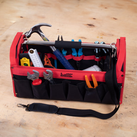 JACKMAN Carry Handy Tools Organiser with 20 pockets, adjustable strap, and durable fabric for efficient tool storage.