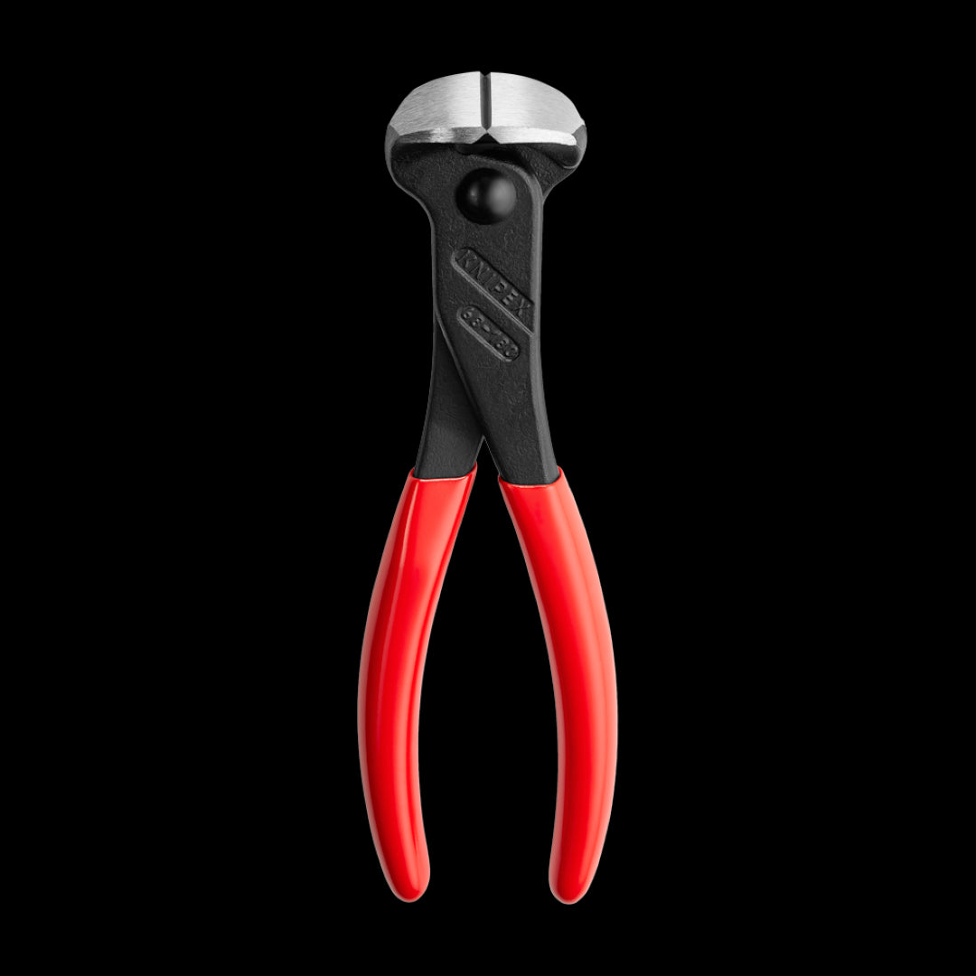 KNIPEX 180mm End Cutting Nipper: precision tool for cutting wire, features ergonomic head for enhanced maneuverability in concrete work.