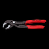 KNIPEX 150mm Cobra® pliers with self-locking grip, 61 HRC hardened teeth, non-slip handle, and push-button size adjustment.