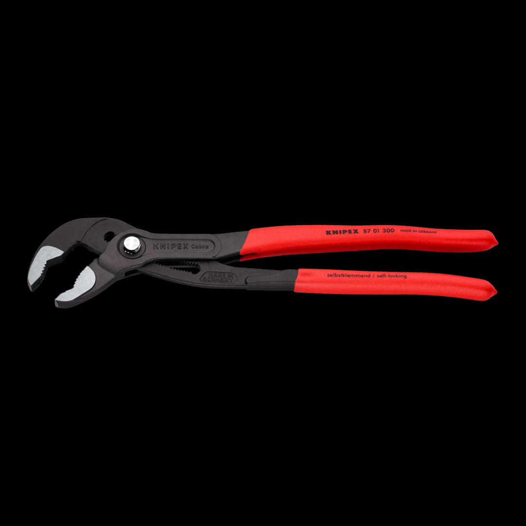 KNIPEX 300mm Cobra® High-Tech Water Pump Pliers with adjustable grip, non-slip handles, and durable chrome vanadium steel construction.