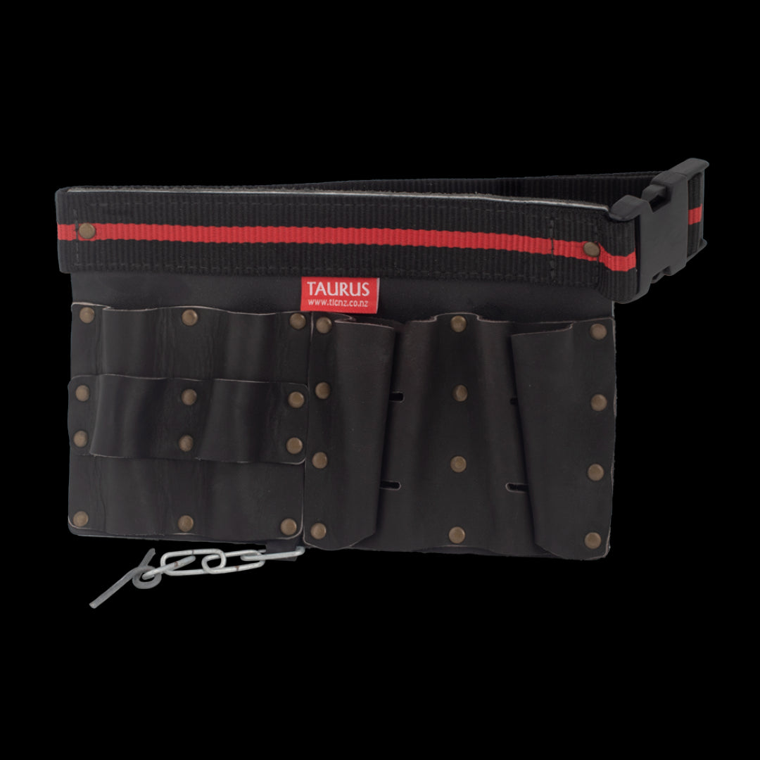 TAURUS Electricians Tool Belt featuring multiple pockets, ergonomic design, and durable construction for efficient tool organization.