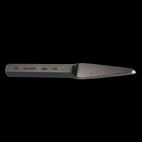 MAYHEW Cape Chisel: 131mm long, 1/4" wide, crafted from S-2 steel for durability, with parabolic head design for precision work.