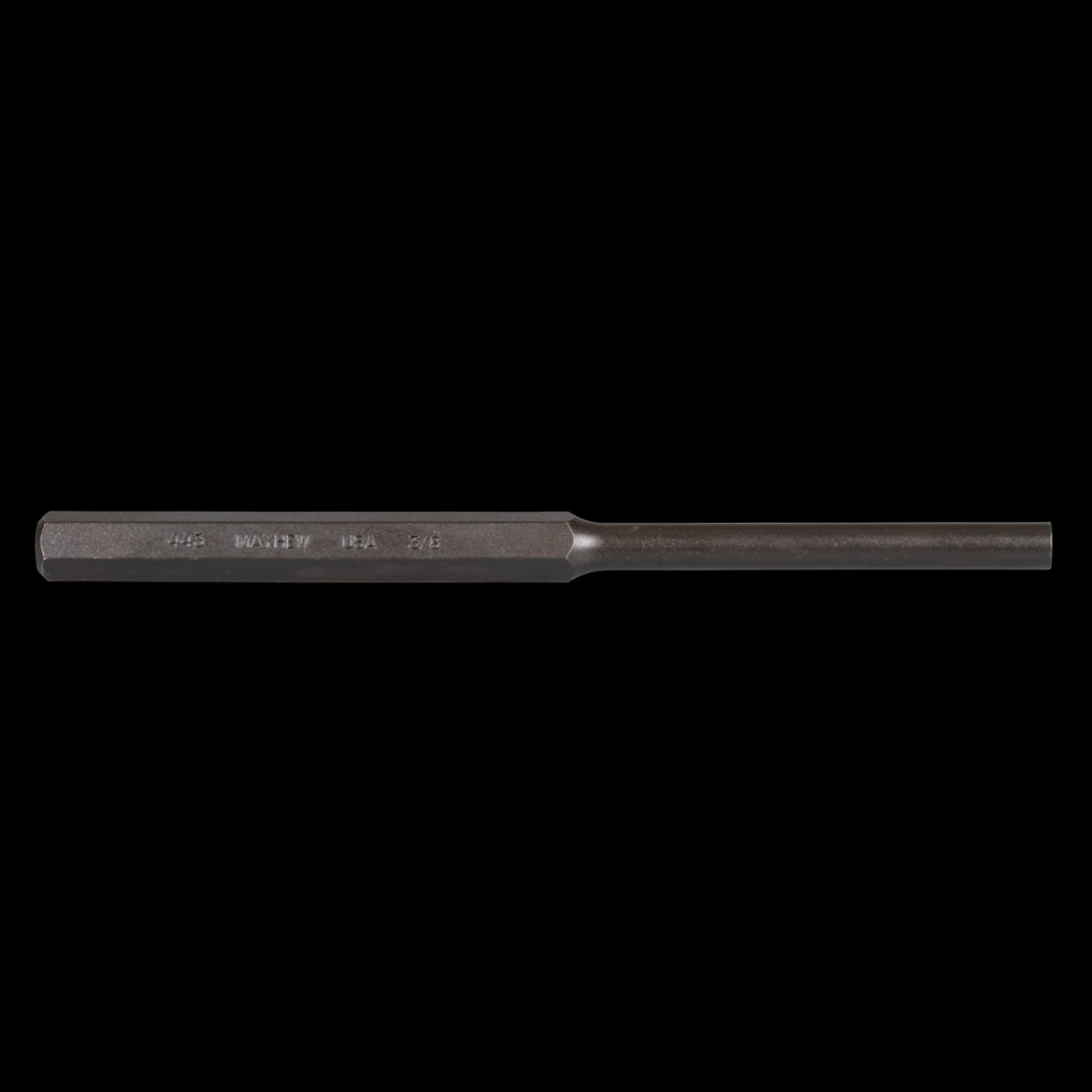 MAYHEW Pin Punch, 200mm x 3/8", S-2 steel with black oxide finish, designed for precision tasks in engineering and automotive fields.