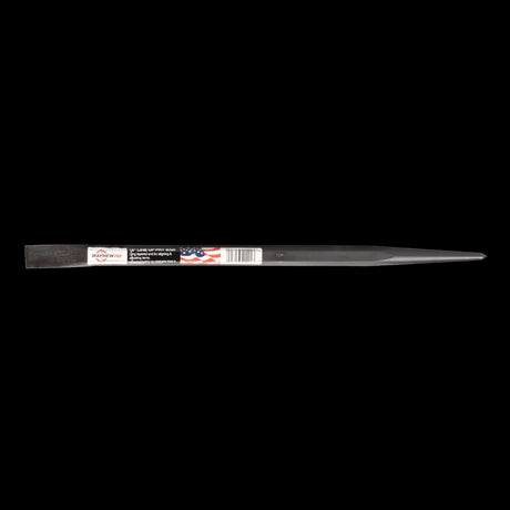 MAYHEW 400mm Line Up Pry Bar with tapered end and angled chisel for precise alignment in tight spaces, featuring rust-resistant finish.