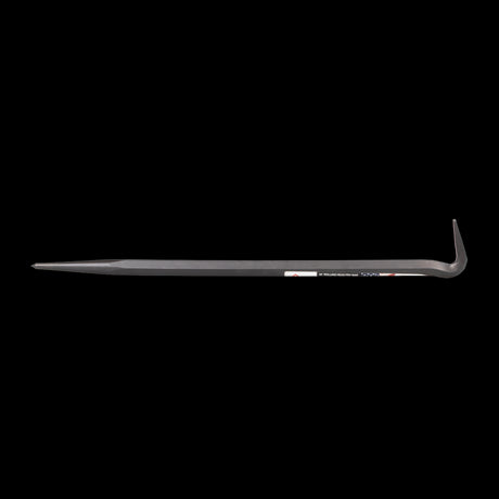 MAYHEW 450mm Rolling Head Pry Bar showcasing a tapered end, 90-degree chisel, and durable black oxide finish for prying tasks.