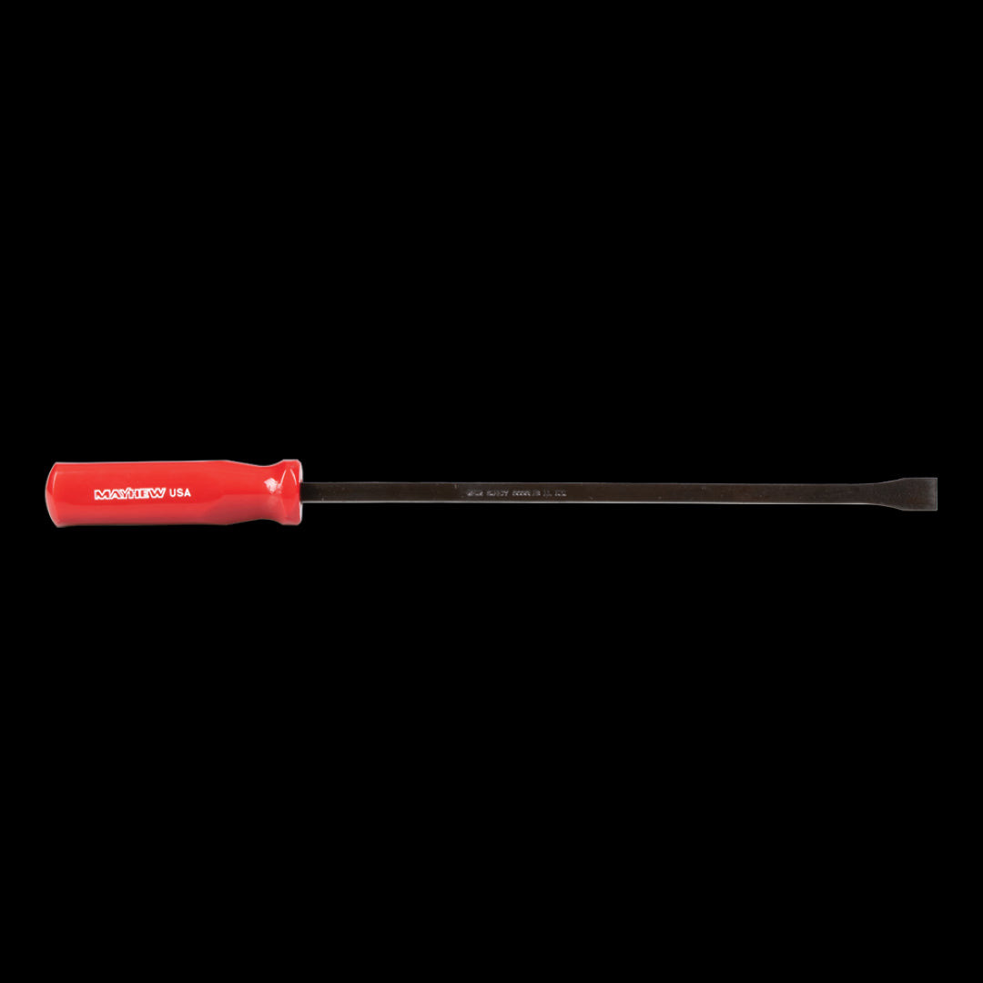 MAYHEW 420mm Screwdriver Prybar with bent chisel end and ergonomic grip, ideal for prying and levering in automotive and engineering tasks.