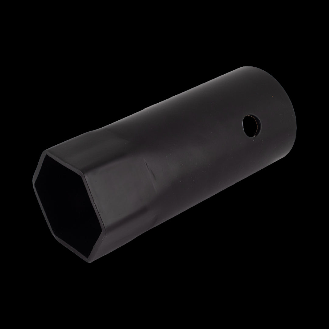 MELCO 52mm single-ended tube spanner in black steel, featuring hexagonal and circular profiles for tight space efficiency.