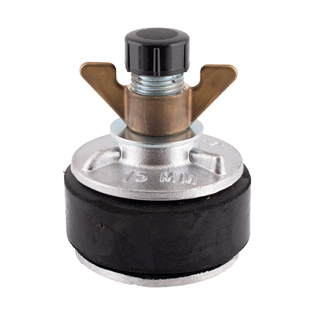 BAILEY 75mm Aluminium Drain Test Plug for efficient leak-proof drain pressure testing with durable rubber seal and wing nut attachment.