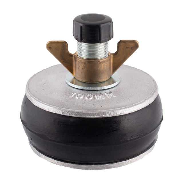 BAILEY 100mm Aluminium Drain Test Plug with rubber ring for secure pipe sealing during pressure testing. Ideal for professionals and DIYers.
