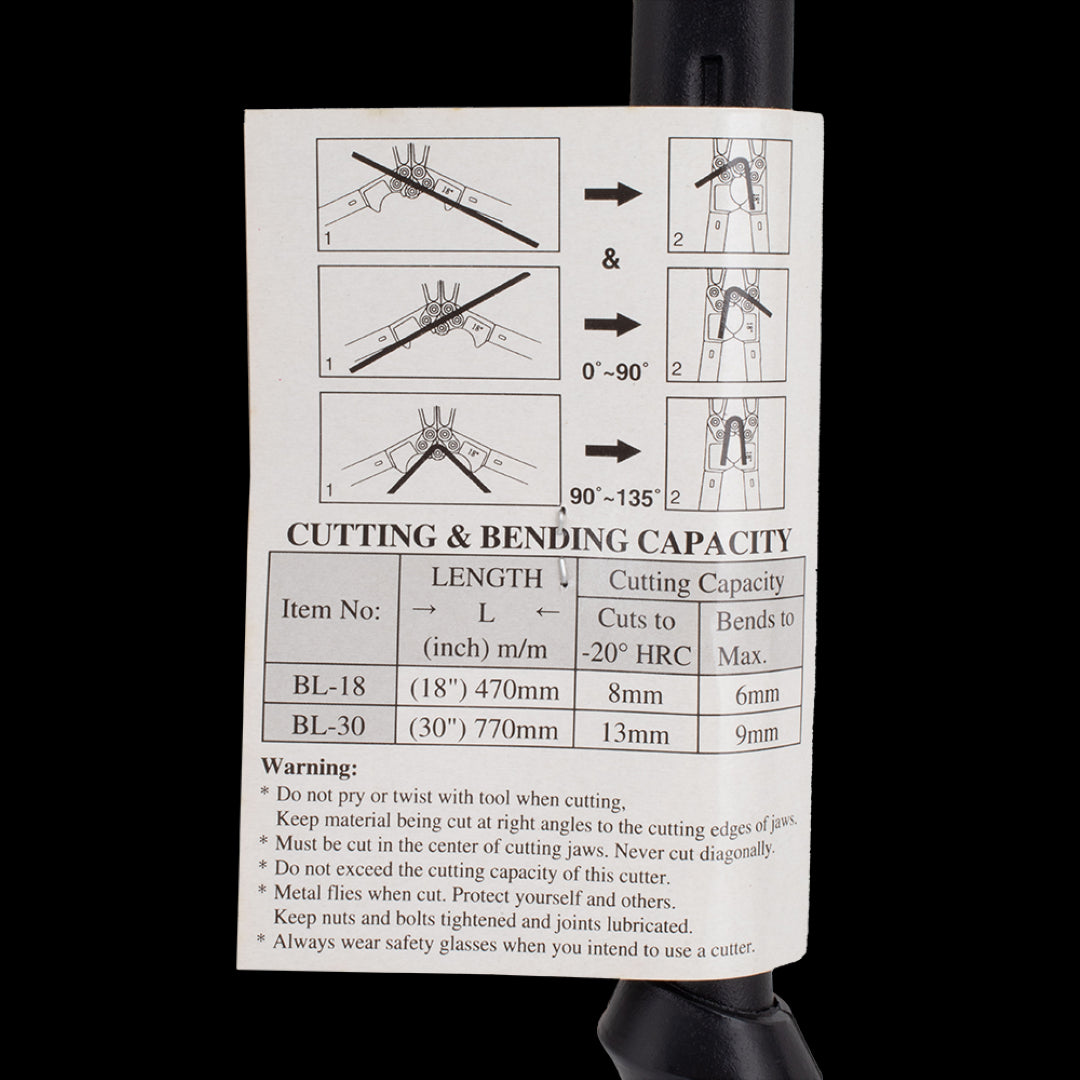 MANOR 750mm Unco-Bolt & Bend Cutter with durable blades, adjustable cam, and bending capability for precise metalwork.