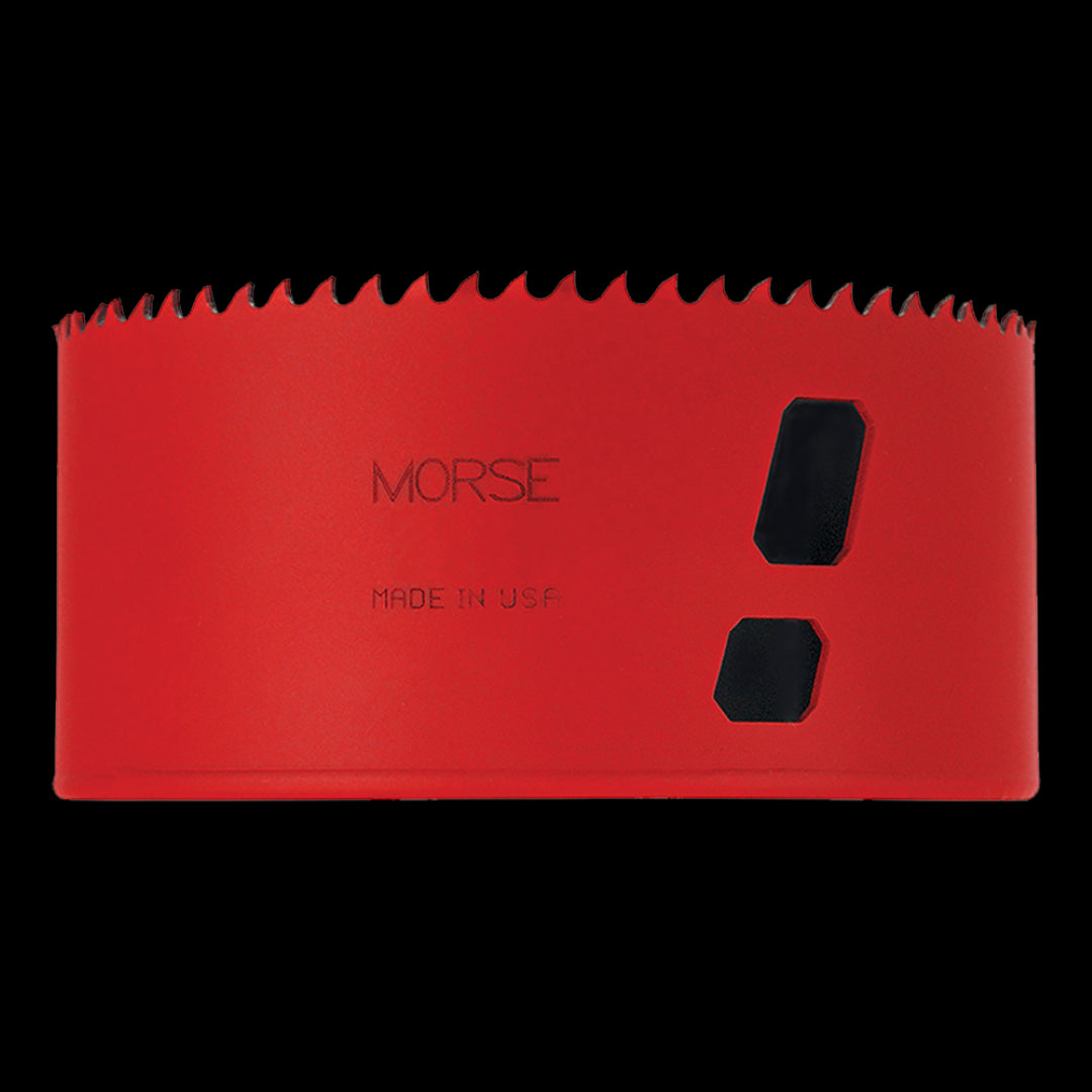 MORSE 111mm Bi-Metal Hole Saw for fast, precise cutting in wood, metal, and composites with reduced vibration and quick slug removal.