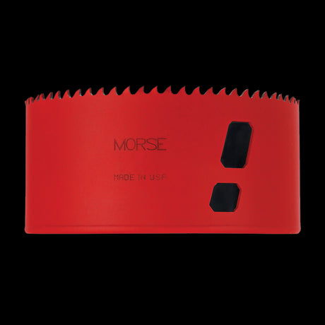 MORSE 114mm Bi-Metal Hole Saw designed for precision cutting in wood, plastic, and metal with minimal vibration and quick slug removal.