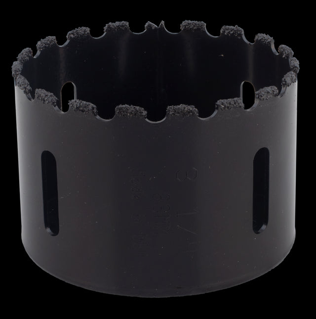 MORSE 83mm Tungsten Carbide Grit Holesaw for precise cutting in tough materials like ceramic tile and masonry.