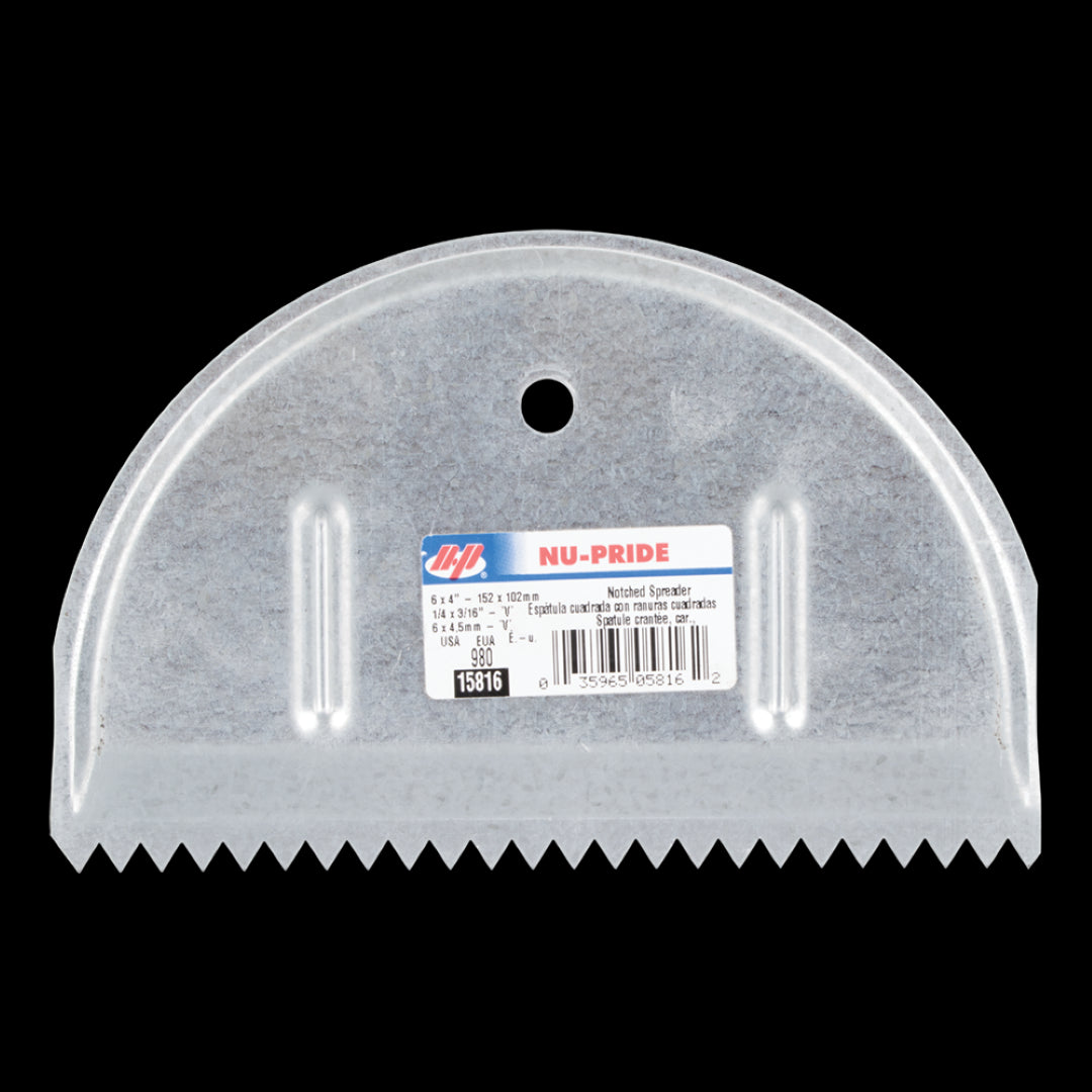 MARSHALLTOWN 150mm galvanised V-notched spreader for smooth, precise application of adhesives and mortars, resistant to rust.