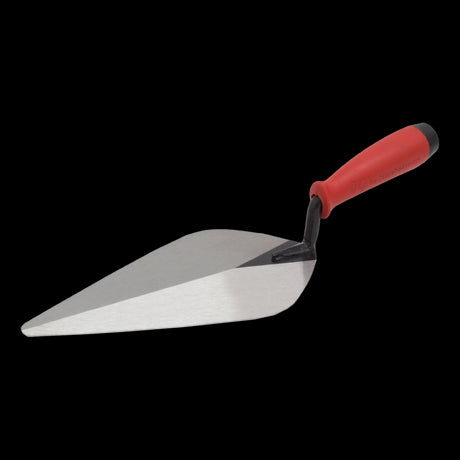 MARSHALLTOWN 275mm Brick Trowel featuring a stainless steel blade and ergonomic soft grip handle for precision and comfort.