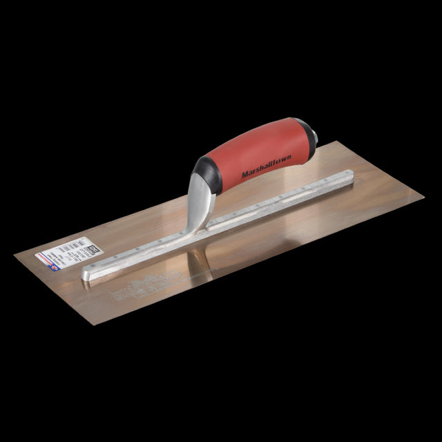 MARSHALLTOWN Gold Stainless Steel Trowel, 350mm x 125mm, offers rust-resistant durability and precision for smooth masonry finishes.