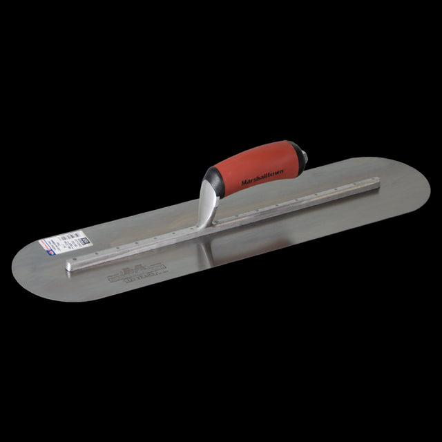 MARSHALLTOWN Round Ends Trowel 500mm x 125mm for smooth cement and plaster application, ideal for professionals and DIYers.