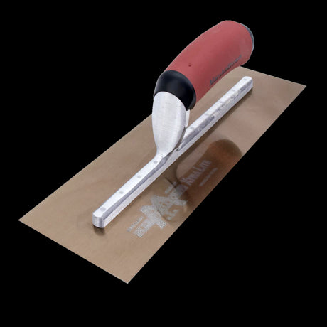 MARSHALLTOWN Gold Stainless Steel Trowel (300mm x 125mm) featuring a rust-resistant blade and ergonomic design for smooth finishes.