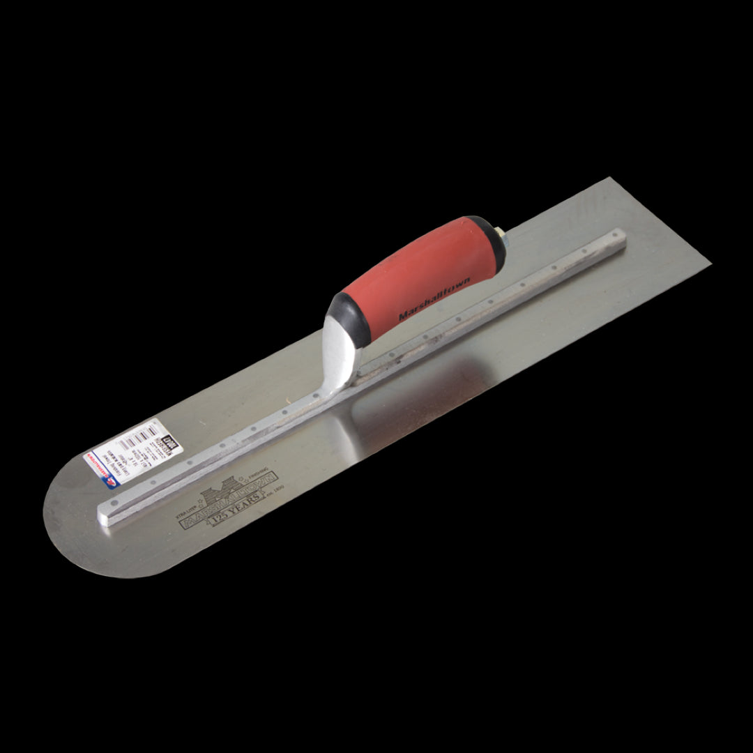 MARSHALLTOWN Round Front Trowel (450mm x 100mm) for smooth finishing on plaster, concrete, and masonry with ergonomic grip.